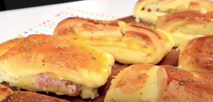 Enroladinho de presunto e queijo